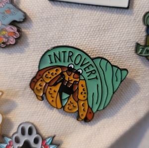 Introvert Crab Enamel Pin - Bundle 3+ pins for a discount.